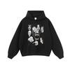 Sudadera Trendy para Hombre Estilo Callejero Retro Europeo y Americano Personalizada Estampado de Dibujos Animados Estilo Coreano Algodón Lavado Holgada con Capucha Trendy para Mujer