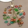 Cuentas Espaciadoras de Vidrio Vintage Multicolor con Hoja Pintada en Oro Colgante Llavero DIY Hecho a Mano Accesorios de Joyería con Cuentas