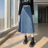 Falda midi de mezclilla azul estilo retro con abertura trasera para mujer, nueva colección otoño/invierno, diseñada para estilizar la figura y cubrir las caderas, falda larga de línea A, A14221