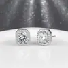 Pendientes de Cubo de Azúcar Completamente Diamantados Transfronterizos Populares para Mujer, Pendientes Brillantes de Lujo Ligero de Moda, Tachuelas Versátiles de Pedrería, Envío Directo