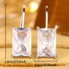 Brincos de Gancho Retangulares com Diamante Branco de Quatro Garras Mais Vendidos, Brincos de Zircônia de Corte Simples, Acessórios de Orelha Versáteis para o Dia a Dia, Fornecimento no Atacado
