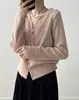 Cárdigan de Punto con Encaje Francés y Cuello en V Empalmado para Mujer 2025 Otoño Nuevo Suéter Camisa de Manga Larga para Capas Superior