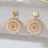Pendientes Redondos de Cuentas Estilo Bohemio Étnico Moda de Nicho Pendientes Tejidos a Mano Pendientes Transfronterizos Europeos y Americanos para Mujeres