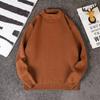 Suéter de color sólido estilo japonés para hombre otoño e invierno suéter cálido lujo ligero con forro polar cuello redondo tejido camisa básica de manga larga para hombre a la moda