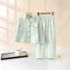 Conjunto de pijama a cuadros de grado A para niños, cárdigan de manga larga para primavera/otoño con cuello vuelto, pijamas suaves y cómodos para niños y niñas, se vende en juegos de dos
