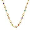 N0144 Popular Transfronterizo Estilo Hip Hop Personalizado Cuadrado Geométrico Conjunto de Cobre Color Zirconia Collar Moda para Mujer Retro Cadena para la Clavícula