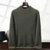 Suéter de cachemira para hombre, cuello alto medio, color liso, tejido casual de negocios, corte holgado, ligero, lujoso, engrosado para abrigar, suéter de capa base