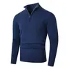 Comércio Exterior Transfronteiriço Novo Outono e Inverno Veludo Masculino Tamanho Grande Zíper Gola Alta Meia Pulôver Malha de Tricô Malha de Tricô Manga Longa