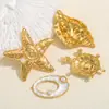 Manualidad de Goteo de Aceite Tema Océano Forma de Tortuga Estrella de Mar Caracola Pulsera DIY Hecha a Mano Collar Accesorios de Joyería