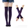 Calcetines navideños mujer calcetines de Halloween calcetines altos cosplay festivo europeo y americano calcetines a rayas set de calcetines con guantes