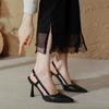 Sapatos de Salto Alto Apontados Vermelhos Salto Agulha 9cm Tira de Uma Palavra Sexy Novo Estilo 2025 Sandálias de Bico Fechado tamanhos grandes Sapatos Vazados Atrás