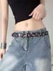 Cinturón Único de Mezclilla con Lentejuelas de Estrella Dulce-Genial Estilo Chica Popular Hot Y2K Milenio Accesorio de Cinturón Versátil de Cuero Sin Perforaciones