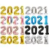 Set digital transfronterizo de 16 pulgadas 32 pulgadas 40 pulgadas Celebración de fiesta de cumpleaños de Año Nuevo 2021 Globo decorativo de aluminio