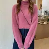 Suéter de punto de cachemira de visón grueso y cálido de cuello medio para otoño e invierno, nuevo suéter de primavera estilo coreano versátil y de estilo suave para mujer
