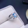 Anel de topázio natural puro anel de cristal rede completa superfície impecável topázio suíço pedra principal 5*7mm prata 925