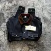 Camisa de Mezclilla con Bloques de Color Parcheado Retro Americano Cuello Solapa Marca de Moda para Hombre Chaqueta de Mezclilla Azul Resistente Bolsillo Ropa de Trabajo Hombre