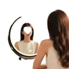 Espejo Cosmético Led con Luz de Escritorio Espejo de Tocador de Escritorio Espejo Grande de Dormitorio Giratorio Accesible Espejo de Belleza de Lujo de Gama Alta