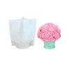 Molde de Silicone de Buquê de Rosas em Estoque para Velas Esculpidas Artesanais, Decoração Floral Artística em Gesso e Moldes de Flores