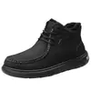 Sapatos Masculinos Gorilla 2026 Inverno Novo Couro Genuíno Versátil Cano Alto para Homens Preto Forrado com Lã Sola Grossa Casuais de Couro para Homens