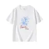 Camiseta Azul Marinho Gola Redonda Soltinha Manga Curta Verão Novo Estilo Marca Americana Tendência Design de Nicho Casual Versátil Top 100% Algodão