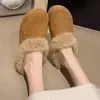 Chinelos de Pelúcia Retrô para Mulheres 2026 Novos Outono e Inverno Deslizantes Externos Fechados Meio Mula Chinelos de Algodão