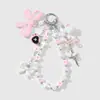 Nuevo Ins Creativo Lindo Dulce Exquisito Cristal de Imitación con Perlas Acrílico Estrella Corazón Guitarra Llavero DIY