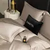 Juego de cuatro piezas de algodón de fibra larga estilo hotel de lujo, funda de edredón y sábana de algodón puro, juego de exportación de alta gama, ropa de cama para regalo al por mayor 4
