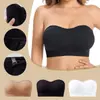 Sujetador tipo banda sin tirantes acolchado antideslizante de silicona sin costuras para mujer de talla grande transfronterizo