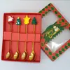 Juego de Cubiertos de Acero Inoxidable Cuchara y Tenedor Navideños Transfronterizos Papá Noel Árbol Cuchara de Postre Dibujos Animados Creativo Set de Regalo Navideño