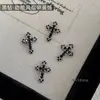 Accesorios para arte de uñas de cruz de diamante negro, estilo retro punk dulce y genial de moda, decoraciones y accesorios para uñas de circón incrustados con diamantes