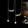 Colar de Pérolas Artificiais Estilo Francês Feminino Elegante em Y com Pingente de Franja Corrente de Clavícula Ajustável Neckchain Simples de Alta Qualidade para Todas as Ocasiões
