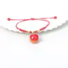 Corda de Pé de Cinábrio Natural Feminina 2024 Novo Estilo Cereja Feminino Tendência Sem Cor Pingente da Paz Pulseira Trançada Vermelha Estilo Étnico Famoso