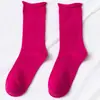 Calcetines Coloridos para Mujer de Longitud Media Ins de Moda para Primavera y Otoño Delgados de Algodón Color Caramelo Calcetines para Apilar Calcetines Deportivos Versátiles