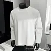 Comercio Exterior al por Mayor Camiseta para Hombre Retro Americano Capa Base Color Sólido Talla Grande Diseño Tridimensional Cuello Redondo Manga Larga Camiseta Top