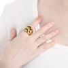 Anillo de acero inoxidable chapado en oro de 18 quilates para mujer, estilo europeo y americano, con diseño de cruz, de titanio de alta calidad y sencillo, con pieza de mano.