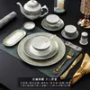 Nuevo Juego de Vajilla para Restaurante de Hotel Estilo Chino Antiguo, Juego Completo de Tazones de Arroz, Platos y Cucharas de Porcelana Ósea, Juego de Cuatro Piezas