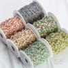 Fuerte retención de color color oro de 14K piedra ojo de gato cuentas redondas cadena hecha a mano diy joyería hecha a mano collar de mano accesorios de cadena suelta