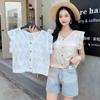 Camisa Jacquard Sem Manga com Decote V Estilo Francês Coreano para Mulheres, Novo Modelo de Verão 2026, Colete Elegante e Rejuvenescedor de Botão Único