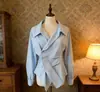 Camisa Polo de Manga Larga Primavera/Verano 2026, Súper Elegante, Se Puede Usar Sola, Diseño Irregular, Ceñida a la Cintura, Camisa con Cuello de Solapa para Mujer
