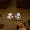 Pendientes de Perla con Diseño Versátil, Chapados en Cobre, Oro Real Microincrustados con Circonita, Estilo de Moda para el Día a Día, Pendientes Dignos y Elegantes