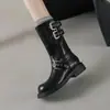 Botines de Tobillo con Plataforma y Tacón Grueso para Mujer, Estilo Melange, Nuevas Llegadas Otoño/Invierno 2026, Hebilla Retro, Botas de Motociclista Caballero Western