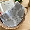 Ropa interior estampada de algodón puro para mujer Ropa interior de algodón puro con borde de encaje para mujer 10A Entrepierna antibacteriana Cintura media Transpirable y cómoda Braguitas para niña