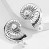 Pendientes Europeos y Americanos de Nuevo Estilo Festivo Aleación Concha Perla Colgante Pendientes Pin de Plata Pendientes de Playa de Alta Calidad