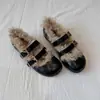 Zapatos Mary Jane planos y mullidos de estilo francés para mujer, nuevo modelo de invierno 2026, zapatos cálidos de algodón y lana de cordero para uso en exteriores