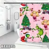 Bestseller transfronterizo de Amazon: Cortina de ducha verde del Grinch, cortina de ducha impermeable de pongee con estampado digital de dibujos animados