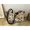 Bolso con Patrón de Diamantes, Bolso de Almohada para Debajo del Brazo, Bolso Tofu, Bolso Cubo Cruzado de un Solo Hombro, Bolso Japonés para Mujer, Bolso Cuadrado Pequeño, Versátil