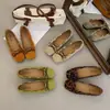 Sapatos de vovó de corte baixo e salto baixo, mocassins de trabalho, sapatos de um só tom, 2026 Primavera/Outono, Novo, Estampa de Leopardo, Laço Plano, Sapatos Feijão, Feminino