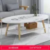 Mesa pequeña de doble capa de moda para sala de estar en casa, mesa de centro pequeña moderna para apartamentos de alquiler, mesa auxiliar para sofá para apartamentos pequeños