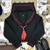 Traje de Marinero Básico Japonés de Tres Piezas Rojo Oscuro, Uniforme JK de Chica Cool Estilo Escolar, Set de Falda Plisada Negra en Stock