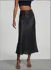 En Stock Ropa de Mujer Transfronteriza al por Mayor Estilo Europeo y Americano Elegante Falda Midi de Satén Adelgazante y Fluida